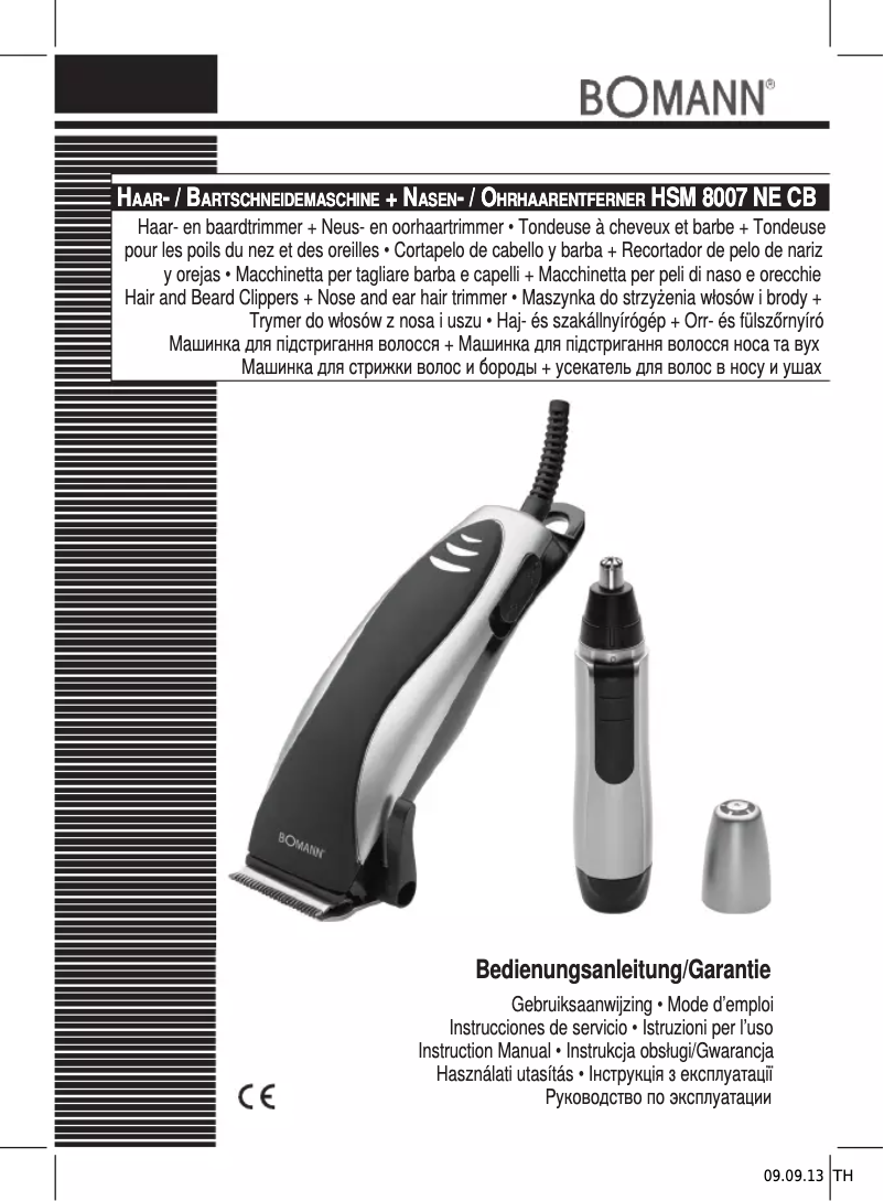 Page n°1 - Manuel utilisateur Bomann HSM 8007 NE CB