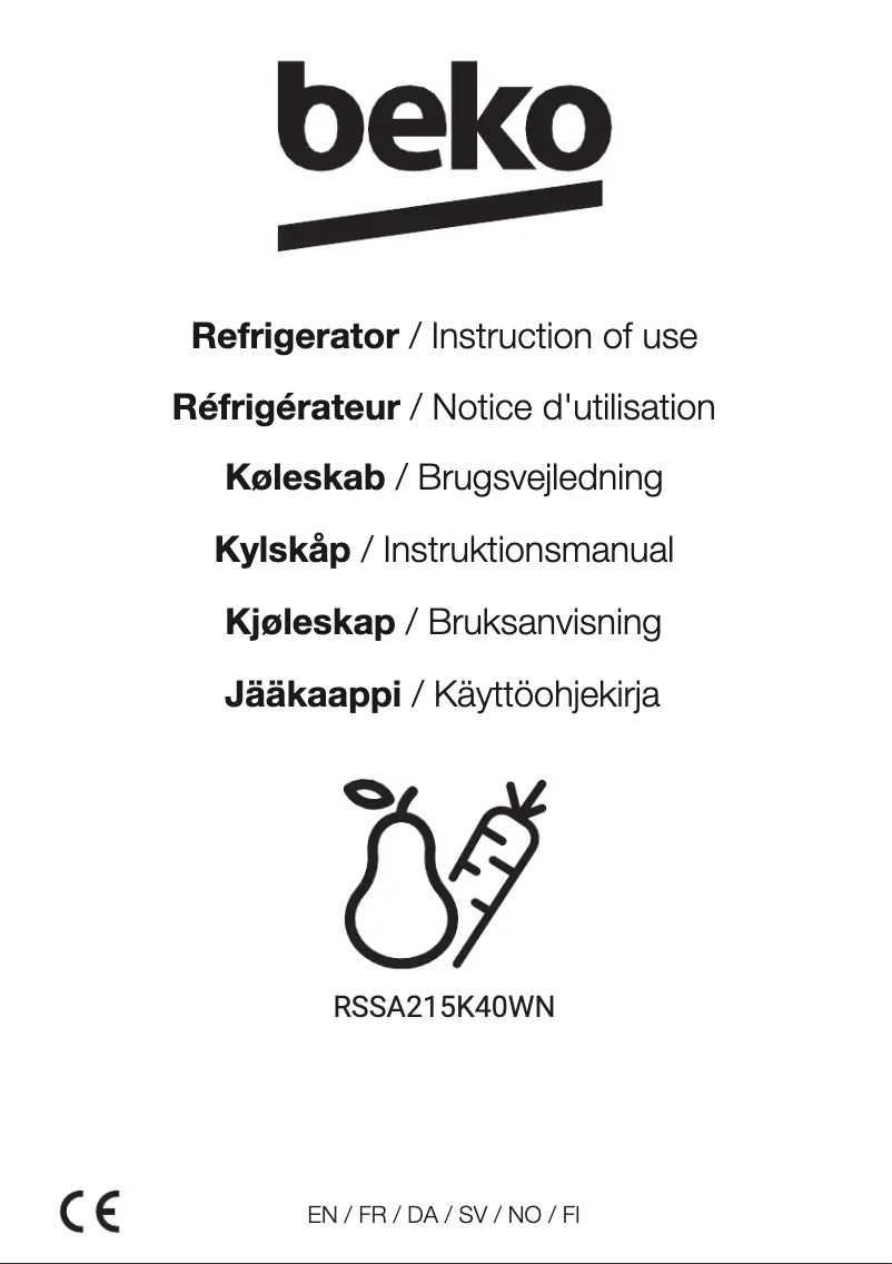 Page 1 de la notice Manuel utilisateur Beko RSSA215K40WN