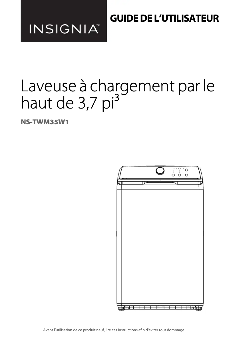 Page 1 de la notice Manuel utilisateur Insignia NS-TWM35W1