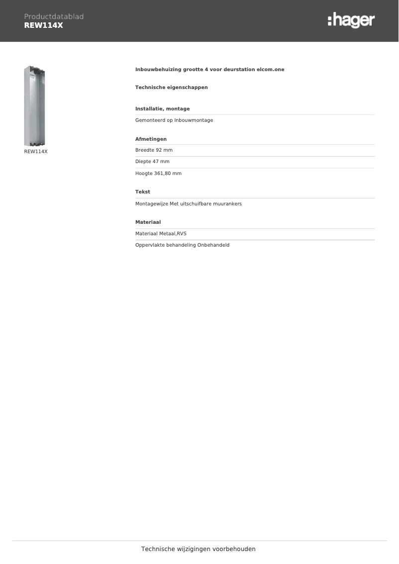 Image de la première page du manuel de l'appareil REW114X