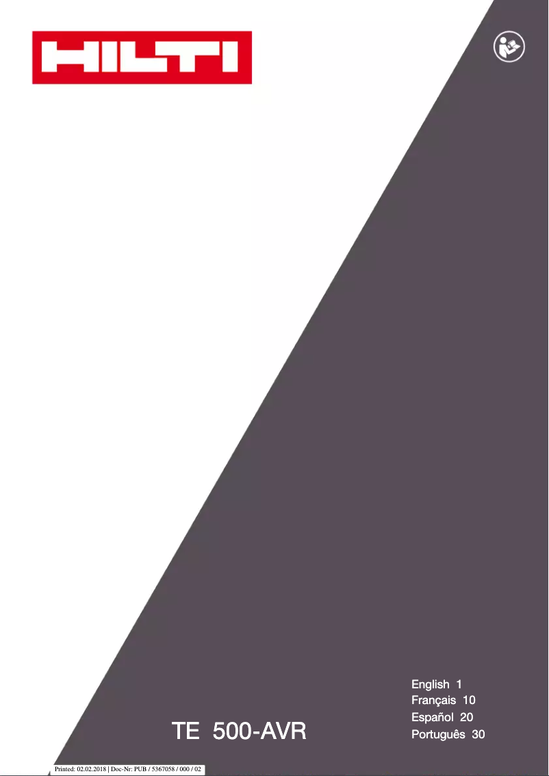 Page 1 de la notice Manuel utilisateur Hilti TE 500-AVR SDS