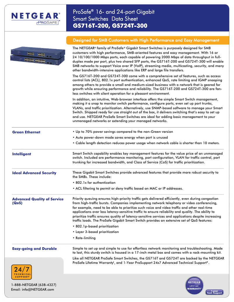 Page n°1 - Fiche technique Netgear GS716Tv2