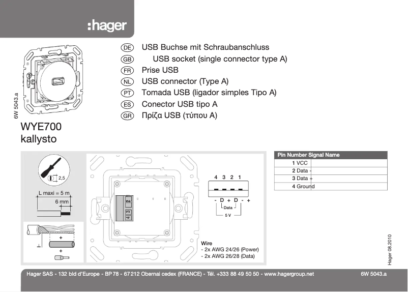 Page 1 de la notice Manuel utilisateur Hager WYE700