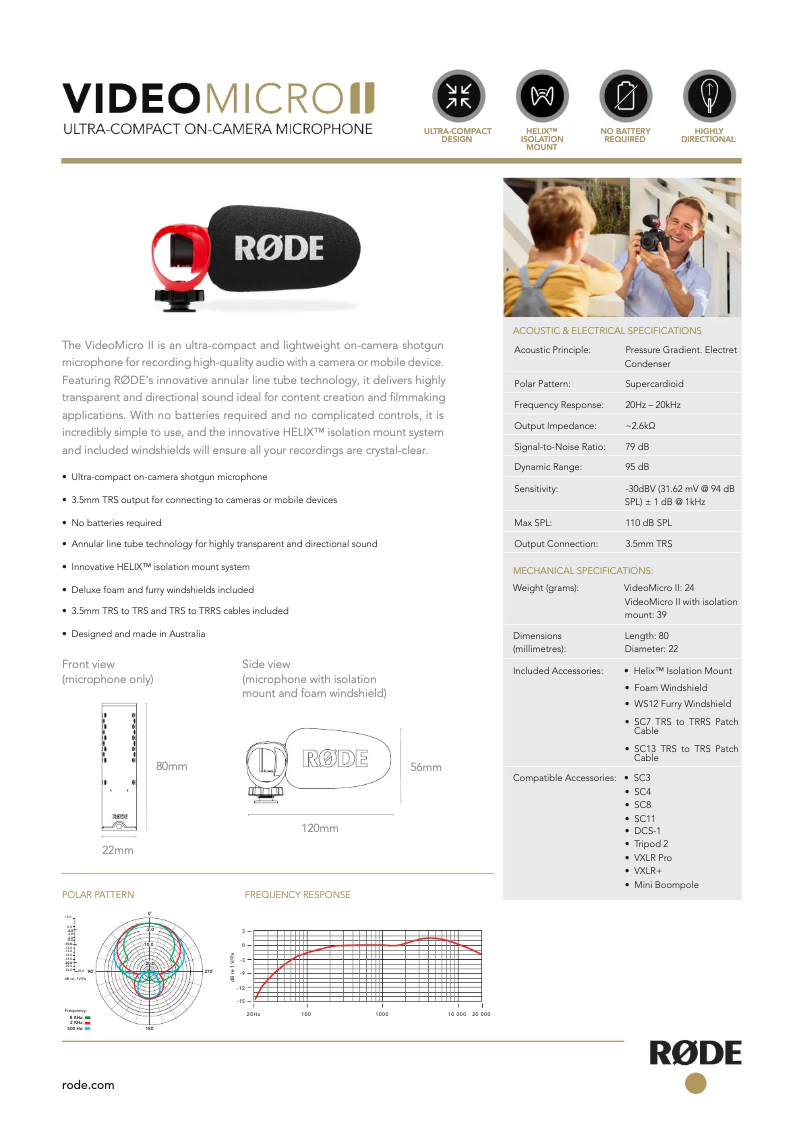 Page n°1 - Manuel utilisateur Røde VideoMicro II