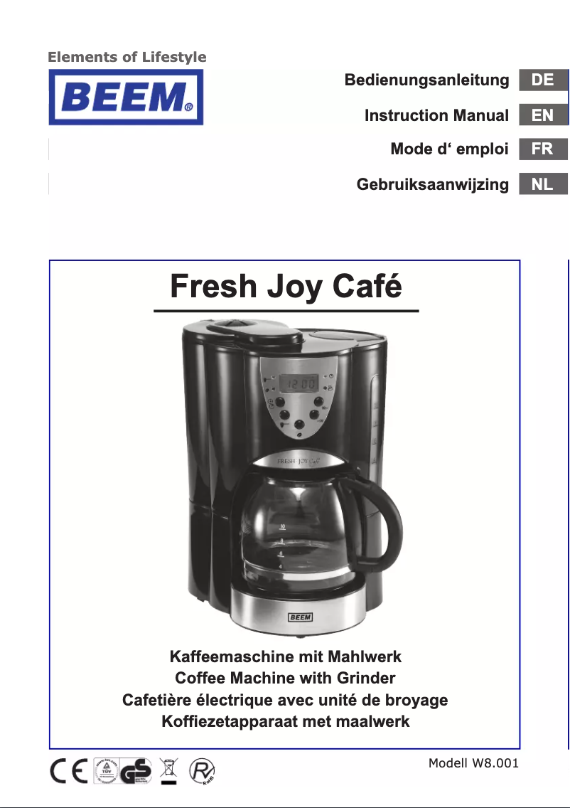 Image de la première page du manuel de l'appareil Fresh Joy Cafe