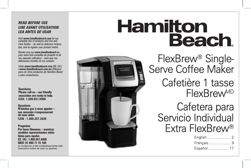 Page 1 de la notice Manuel utilisateur Hamilton Beach FlexBrew 49948