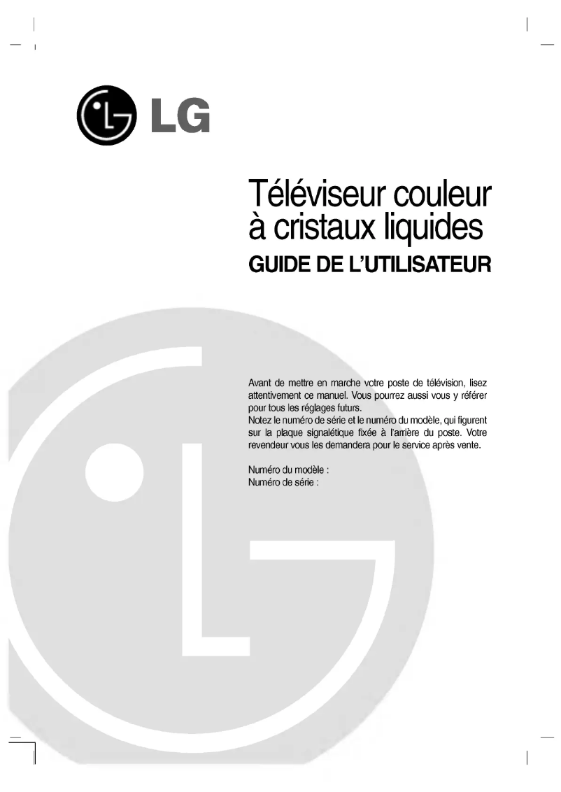 Page n°1 - Manuel utilisateur LG RZ-26LZ50