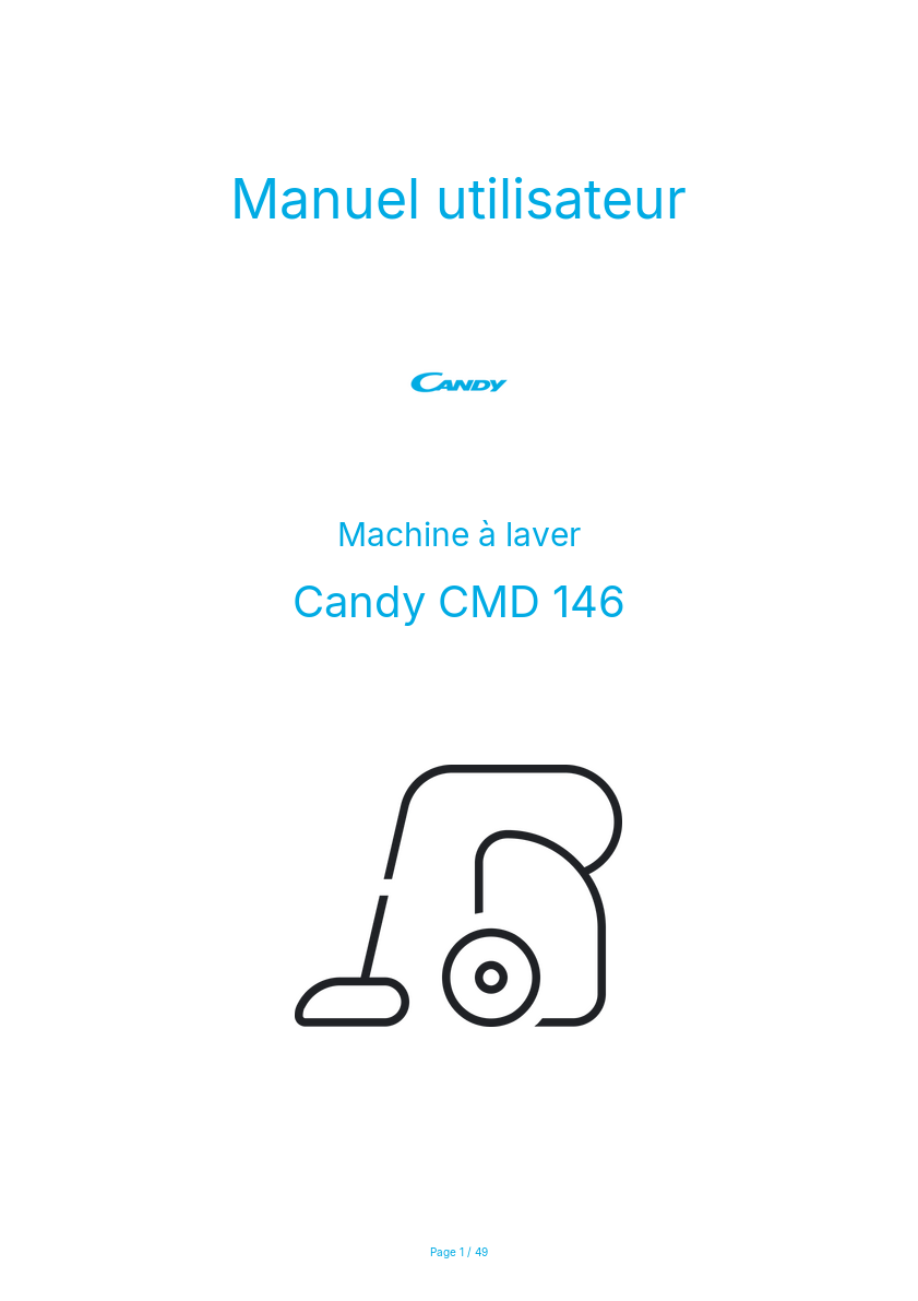 Page n°1 - Manuel utilisateur Candy CMD 146