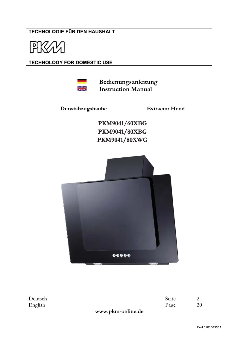 Page n°1 - Manuel utilisateur PKM 9041-60 XBG