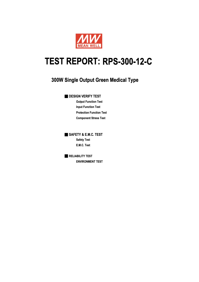Page 1 de la notice Fiche technique Mean Well RPS-300-12