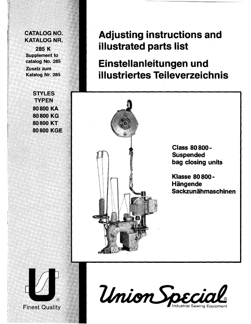 Page 1 de la notice Manuel utilisateur Union Special 80800KGE