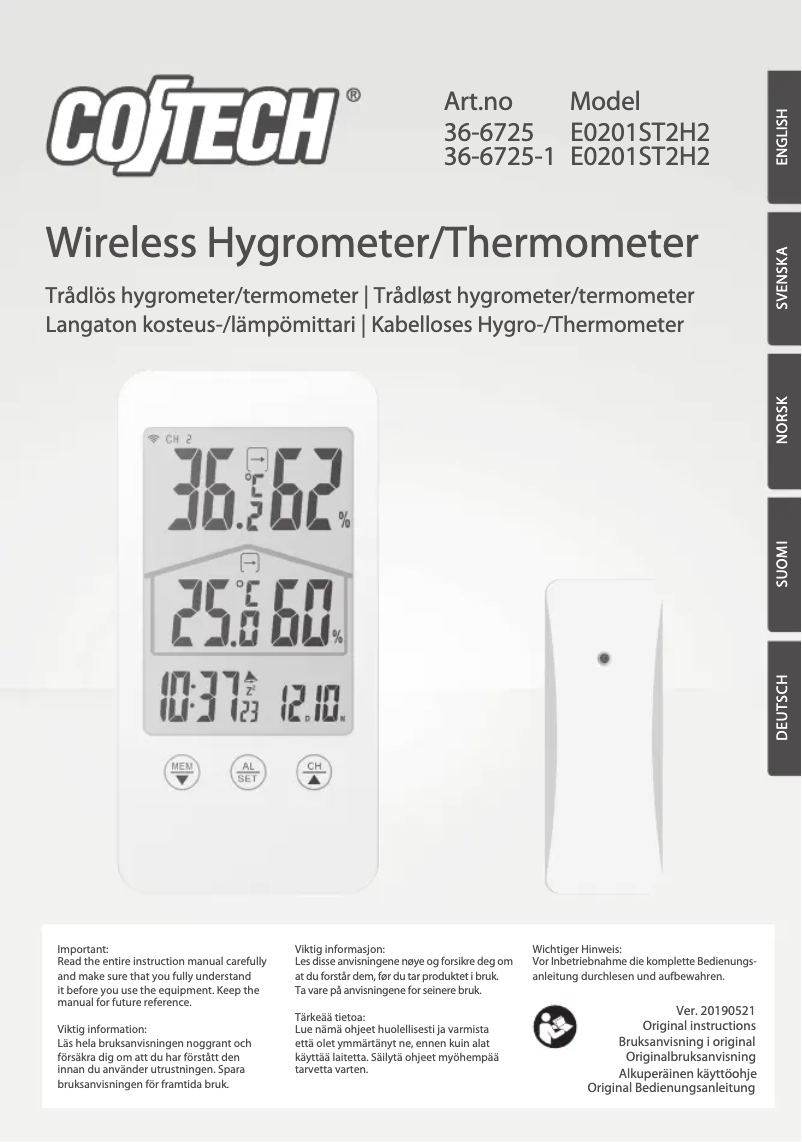 Page 1 de la notice Manuel utilisateur Cotech E0201ST2H2