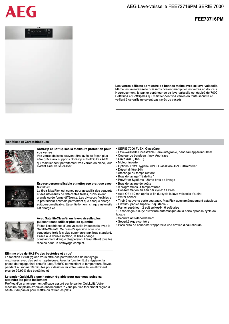 Page n°1 - Fiche technique AEG FEE73716PM