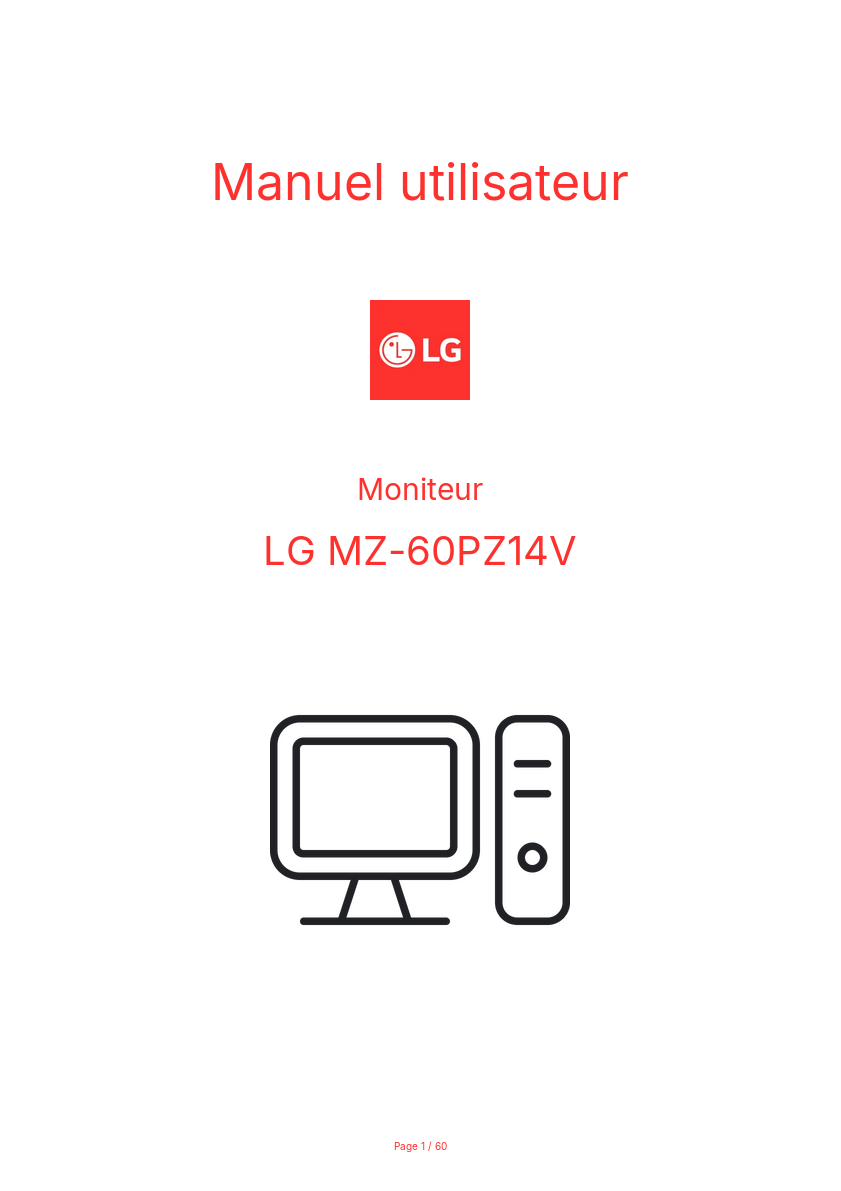 Image de la première page du manuel de l'appareil MZ-60PZ14V