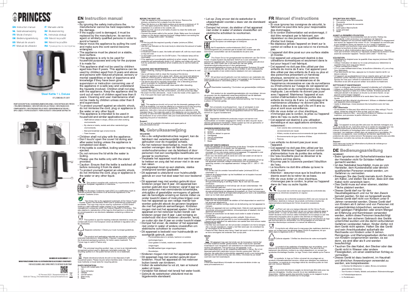 Page 1 de la notice Manuel utilisateur Princess Deluxe 236045