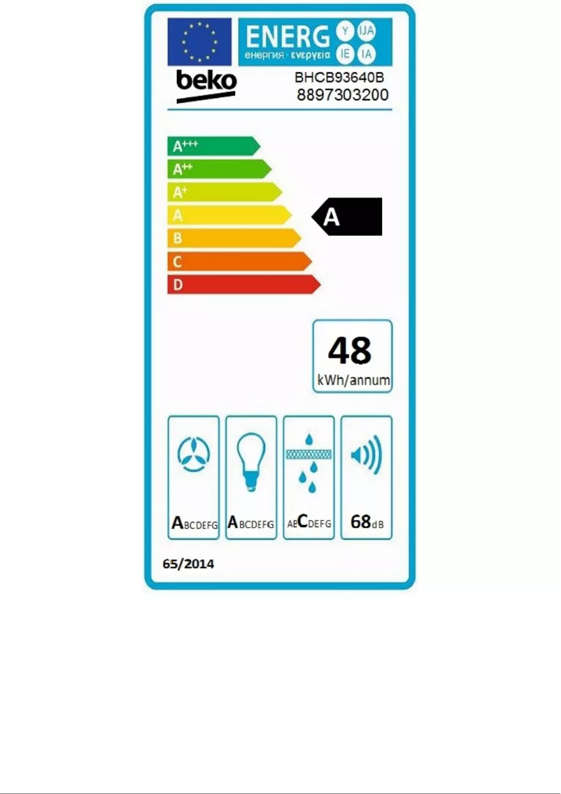 Page n°1 - Label énergétique Beko BHCB93640B