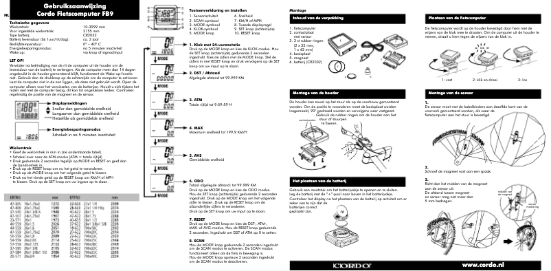 Page 1 de la notice Manuel utilisateur Cordo FB9