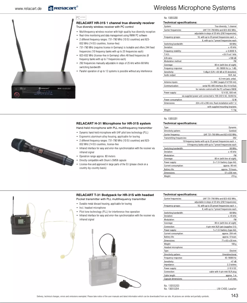 Page 1 de la notice Catalogue Relacart T-31