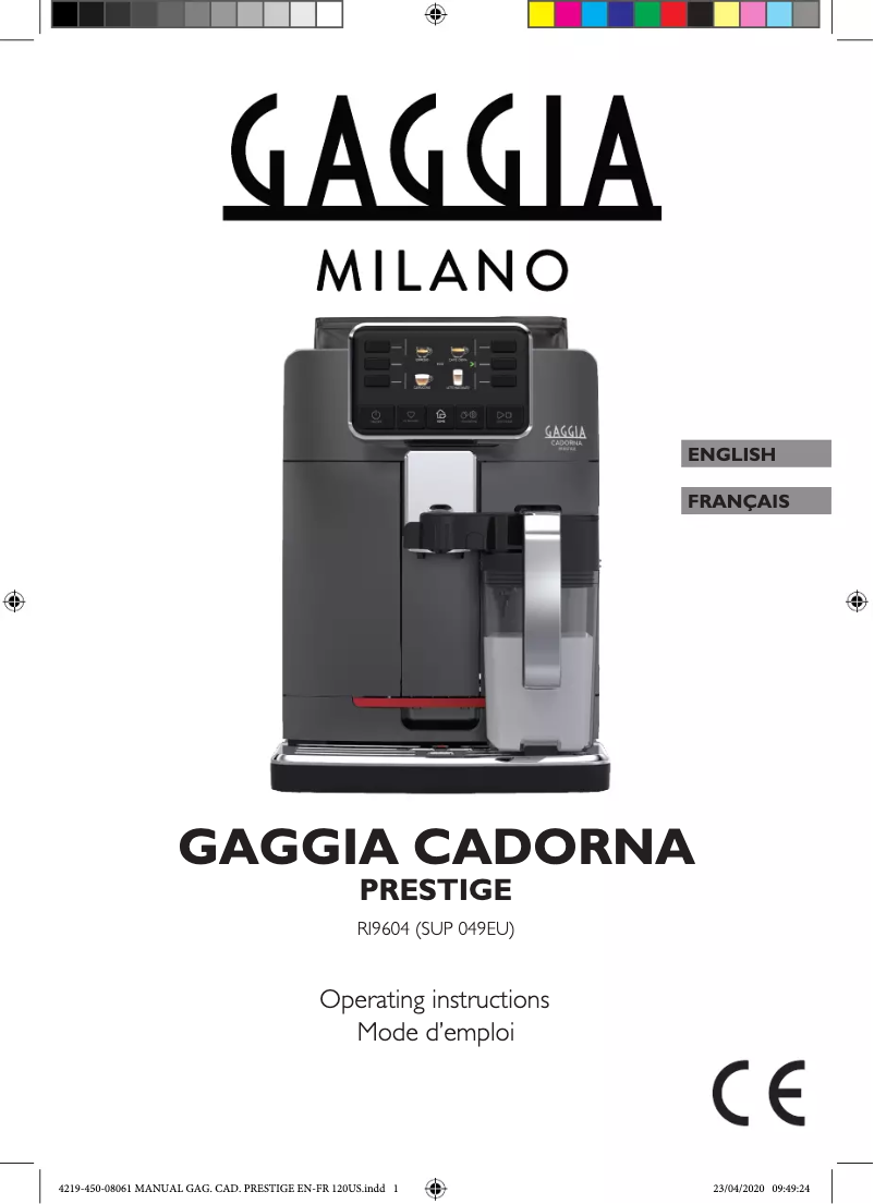 Page n°1 - Manuel utilisateur Gaggia Cadorna Prestige
