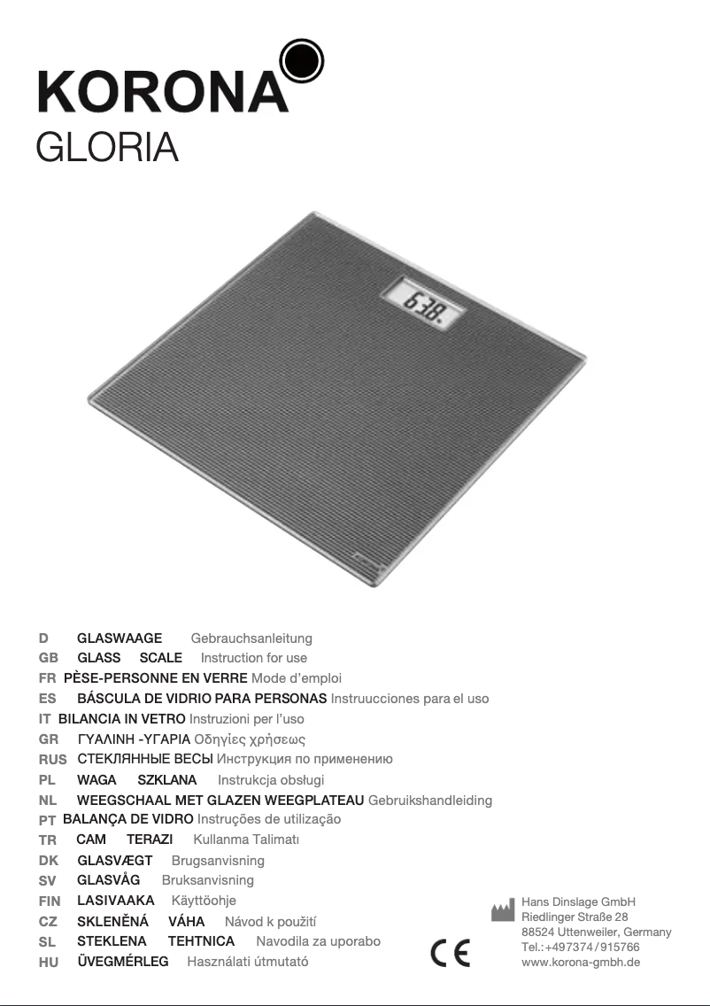 Image de la première page du manuel de l'appareil Gloria