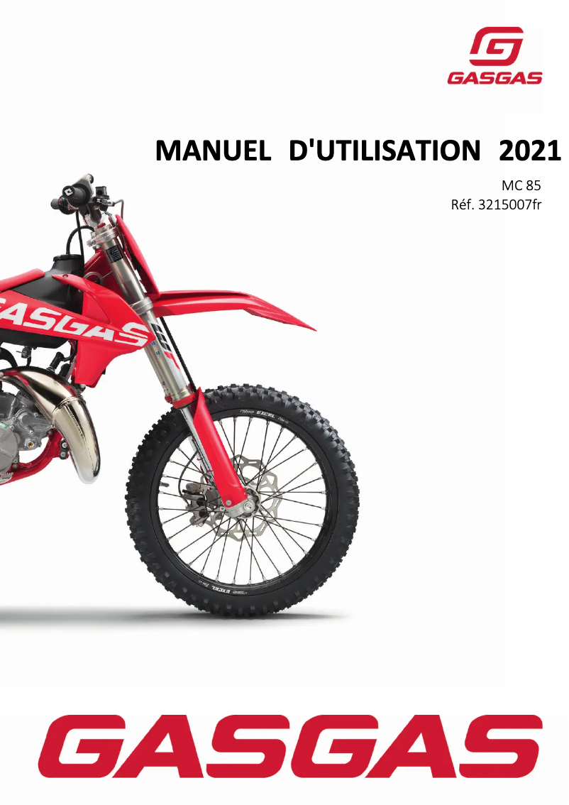 Page 1 de la notice Manuel utilisateur GasGas MC 85 (2021)