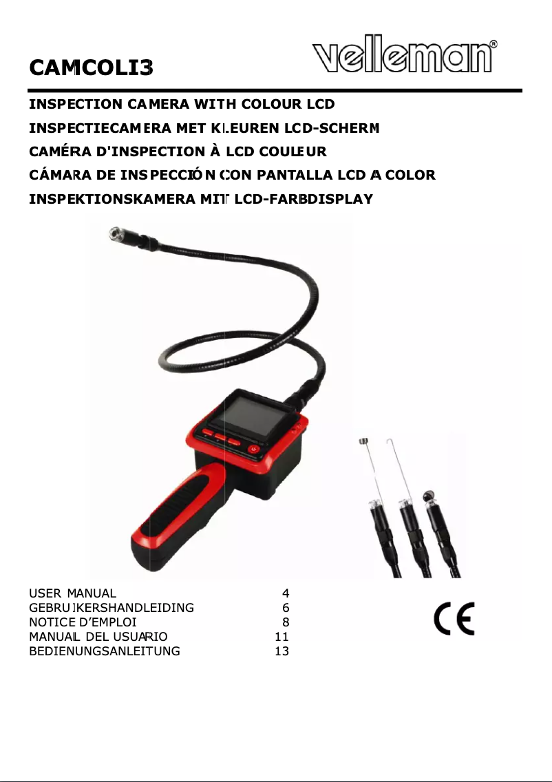 Page 1 de la notice Manuel utilisateur Velleman CAMCOLI3N