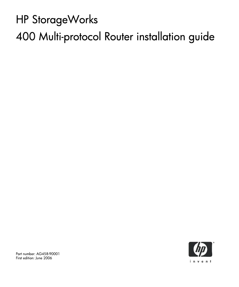 Image de la première page du manuel de l'appareil StorageWorks 400