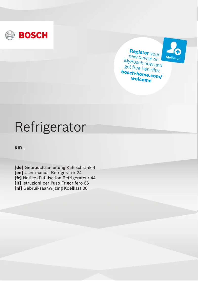 Page n°1 - Manuel utilisateur Bosch KIR18NFF1