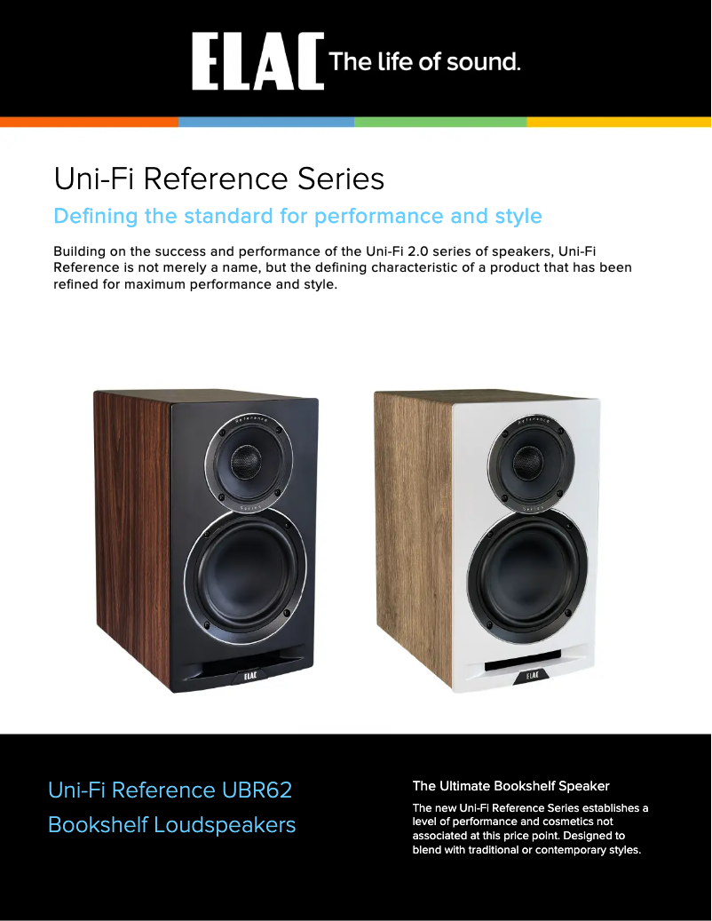 Page 1 of the manual Technical Sheet ELAC Uni-Fi Reference UBR62