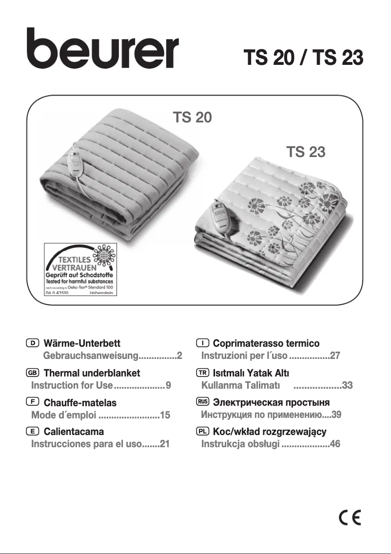 Page 1 de la notice Manuel utilisateur Beurer TS 23