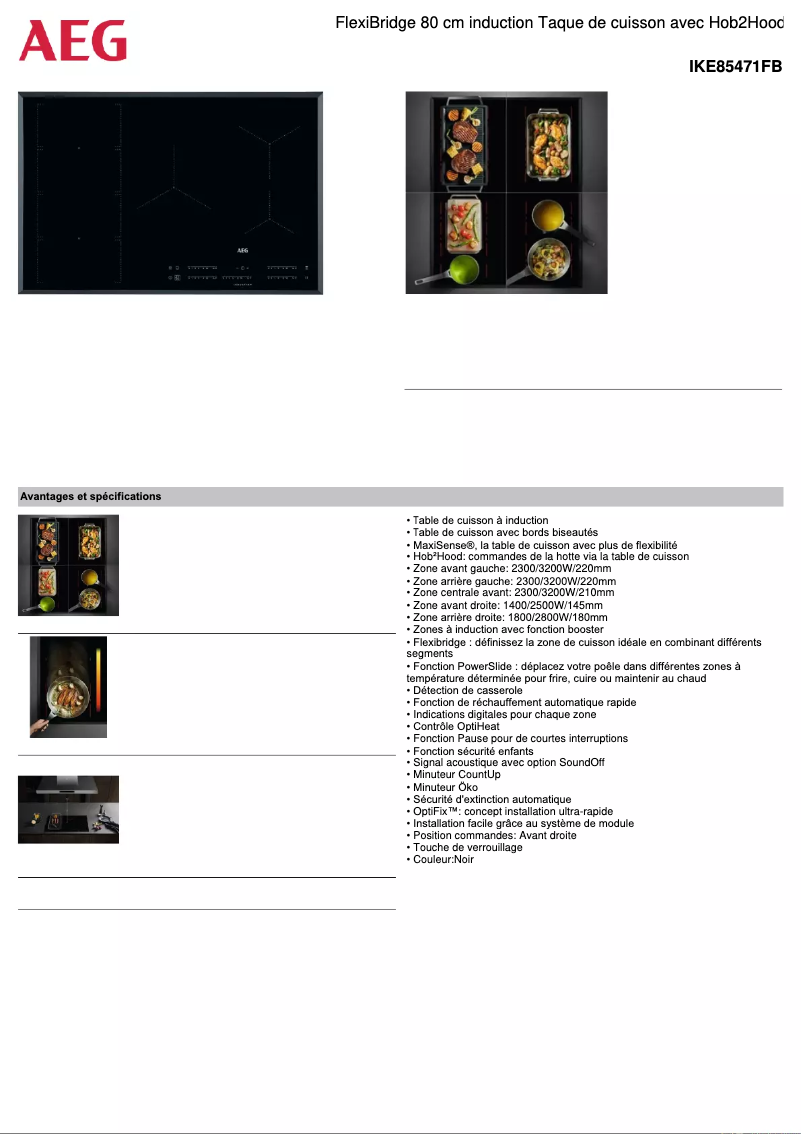 Page n°1 - Fiche technique AEG IKE85471FB