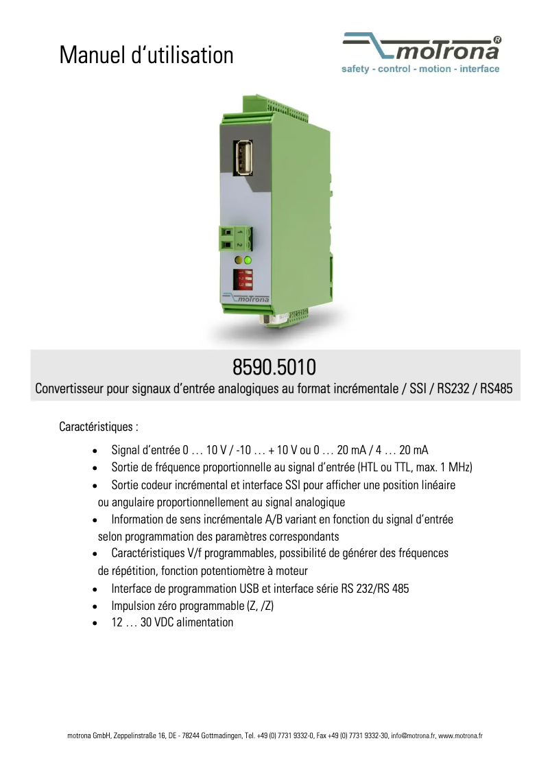 Image de la première page du manuel de l'appareil 8590.5010