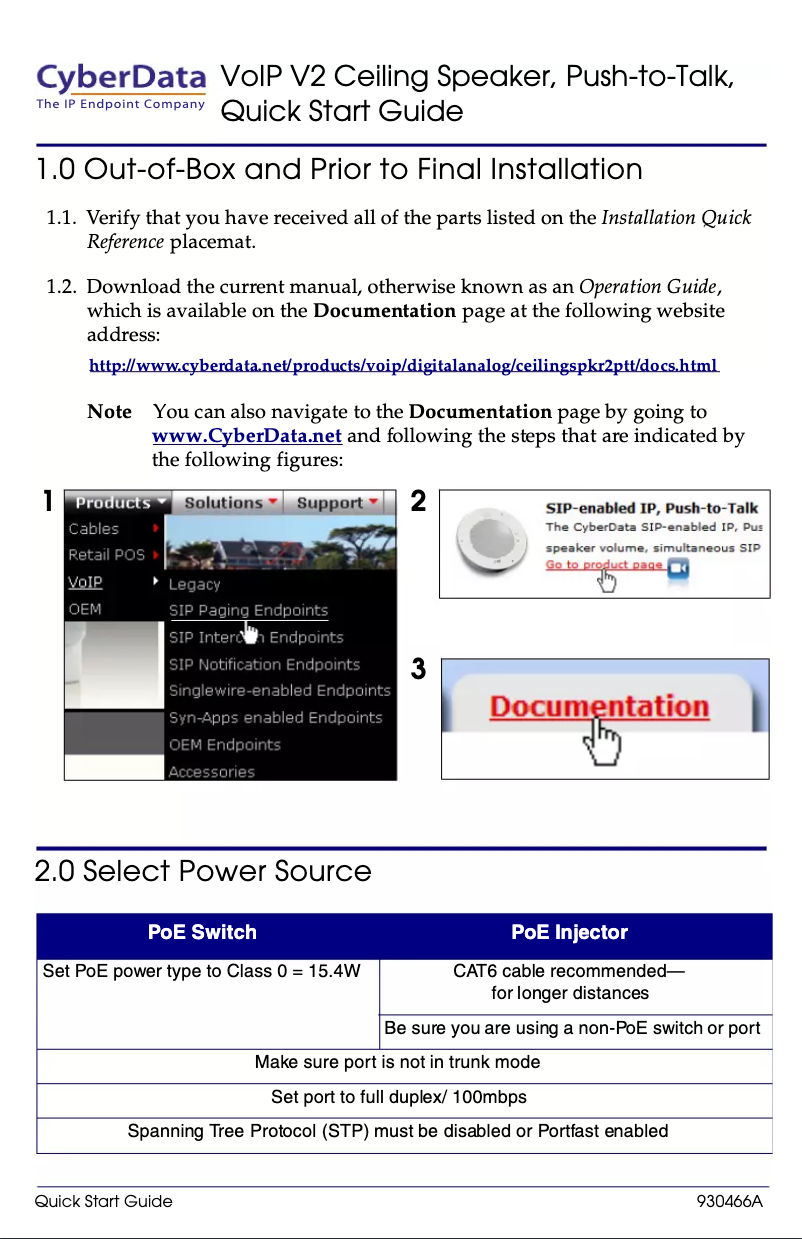 Página 1 del manual Manual de usuario CyberData Systems 011180