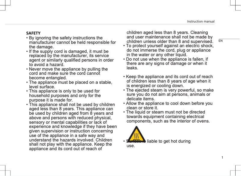 Page 1 de la notice Manuel utilisateur TriStar SR-5261