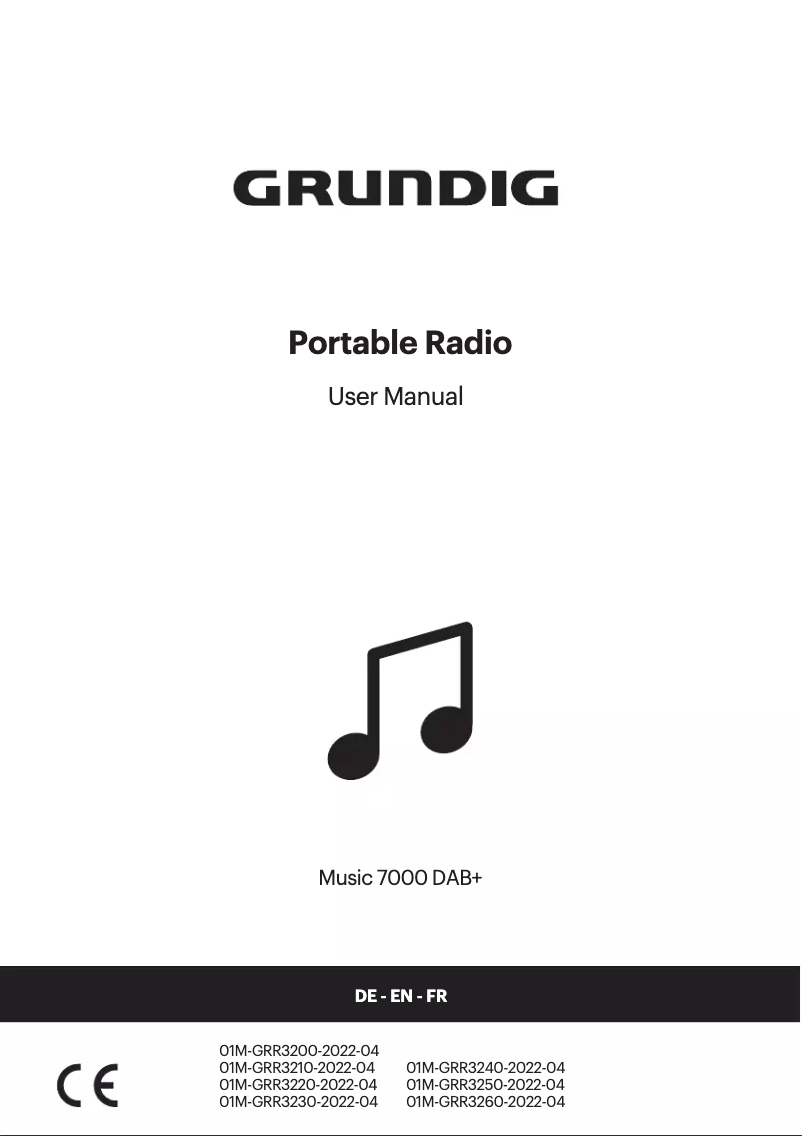 Page 1 de la notice Manuel utilisateur Grundig Music 7000 DAB+