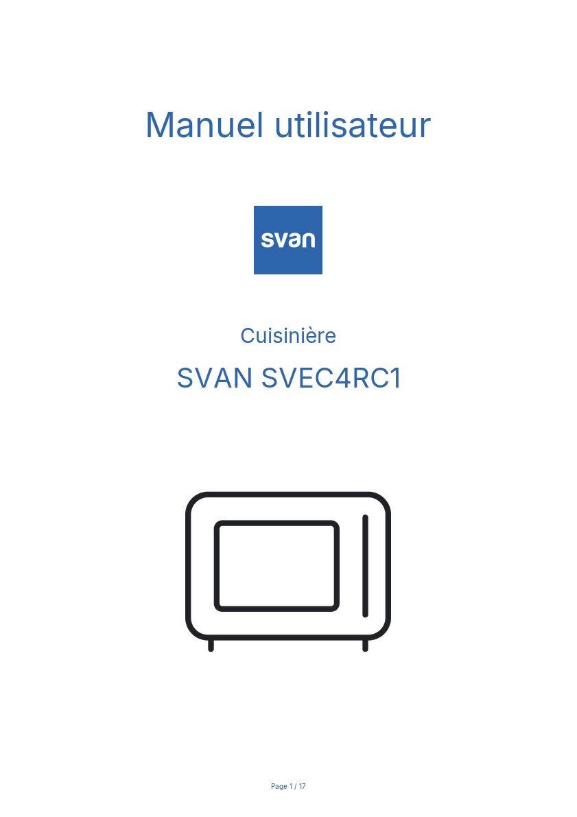 Page n°1 - Manuel utilisateur SVAN SVEC4RC1