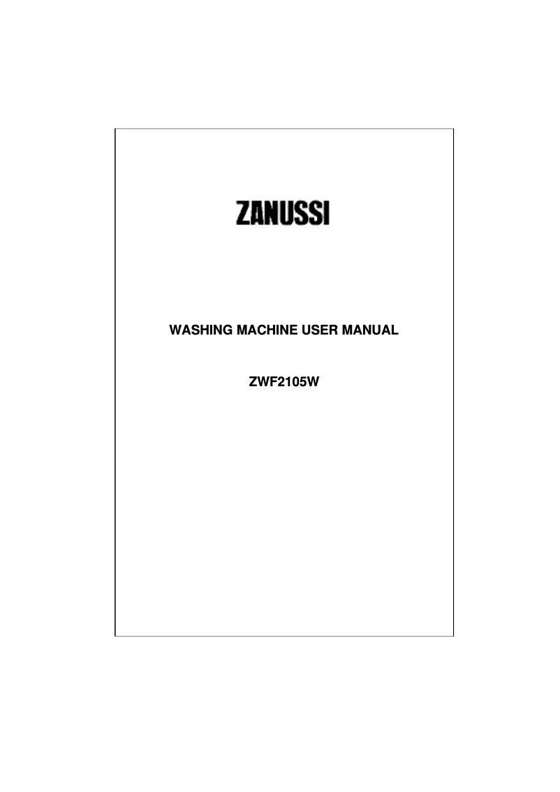 Page 1 de la notice Manuel utilisateur Zanussi ZWF 2105 W
