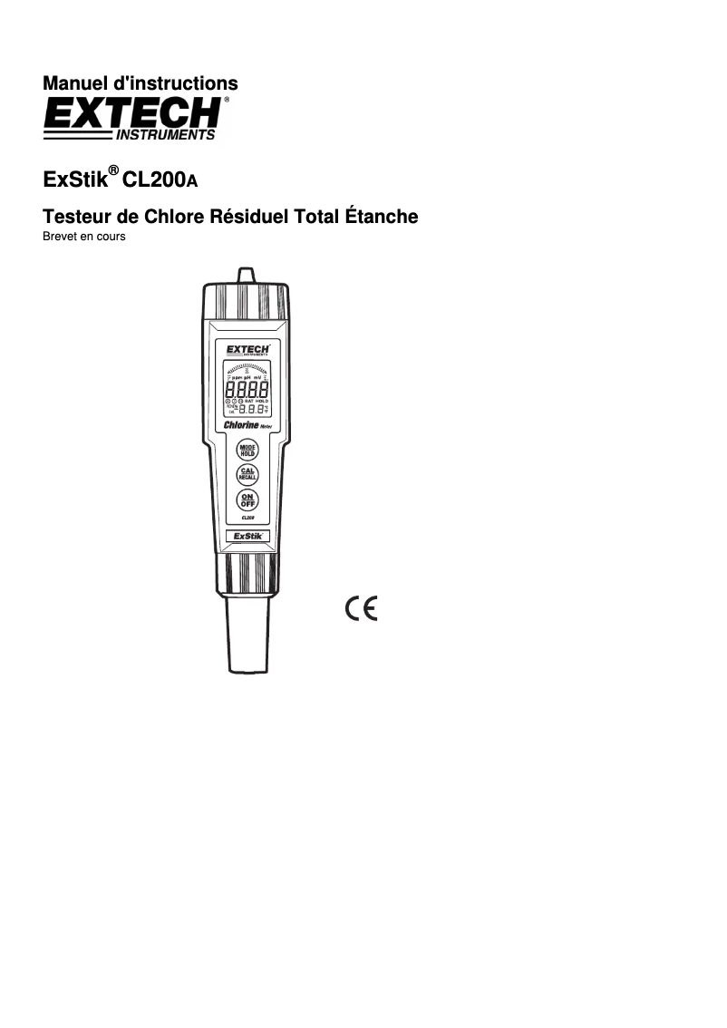 Page 1 de la notice Manuel utilisateur Extech CL200