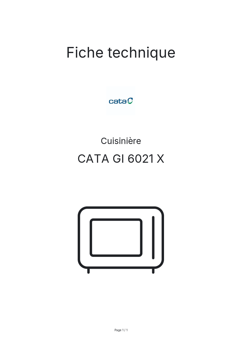 Page n°1 - Fiche technique CATA GI 6021 X
