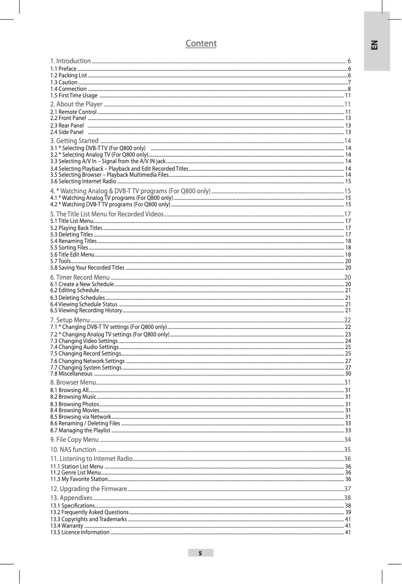 Image de la première page du manuel de l'appareil Movie Cube Q800