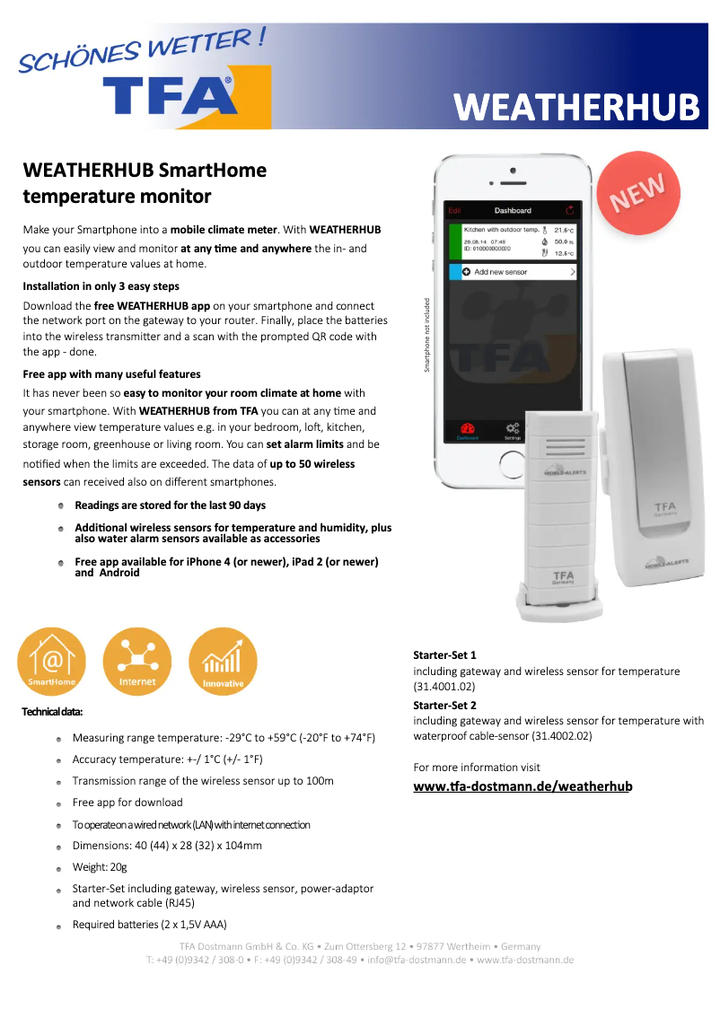 Image de la première page du manuel de l'appareil WeatherHub 31.4002.02