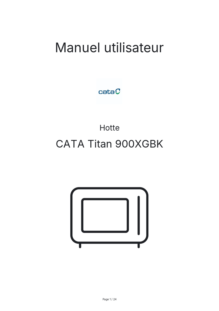 Image de la première page du manuel de l'appareil Titan 900XGBK