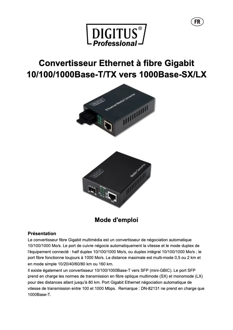 Page n°1 - Manuel utilisateur Digitus DN-82130