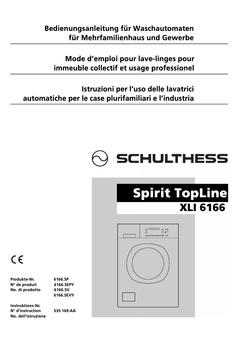 Page n°1 - Manuel utilisateur Schulthess Spirit TopLine XLI 6166