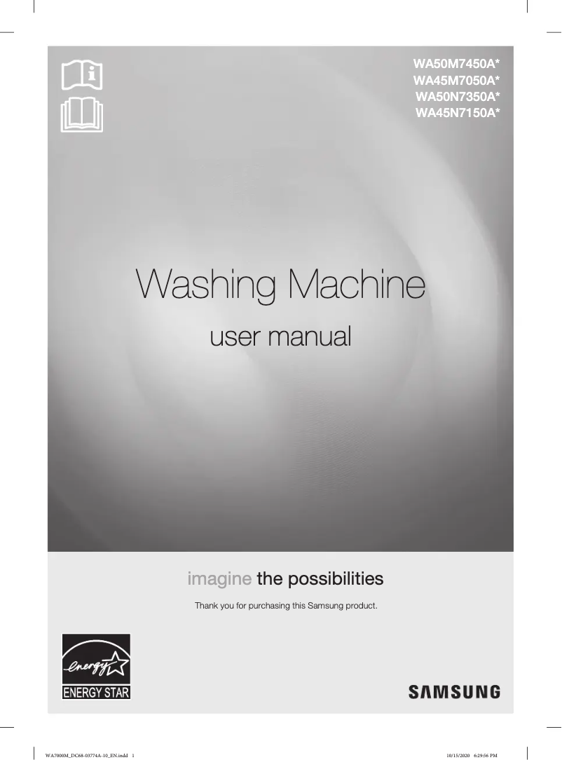 Page n°1 - Guide d'installation Samsung WA45M7050A