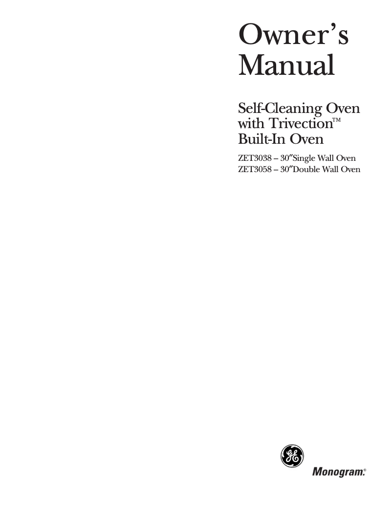 Image de la première page du manuel de l'appareil ZET3058WHWW