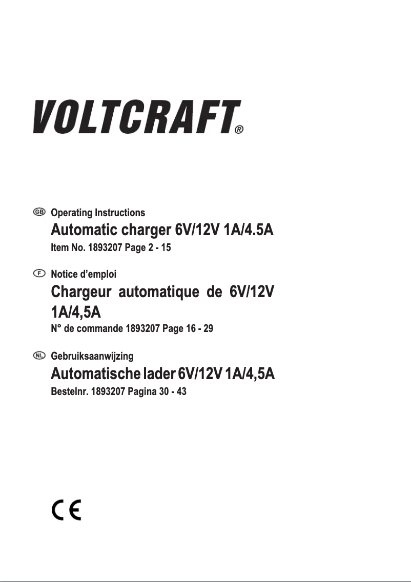 Page 1 de la notice Manuel utilisateur Voltcraft VC-AL450