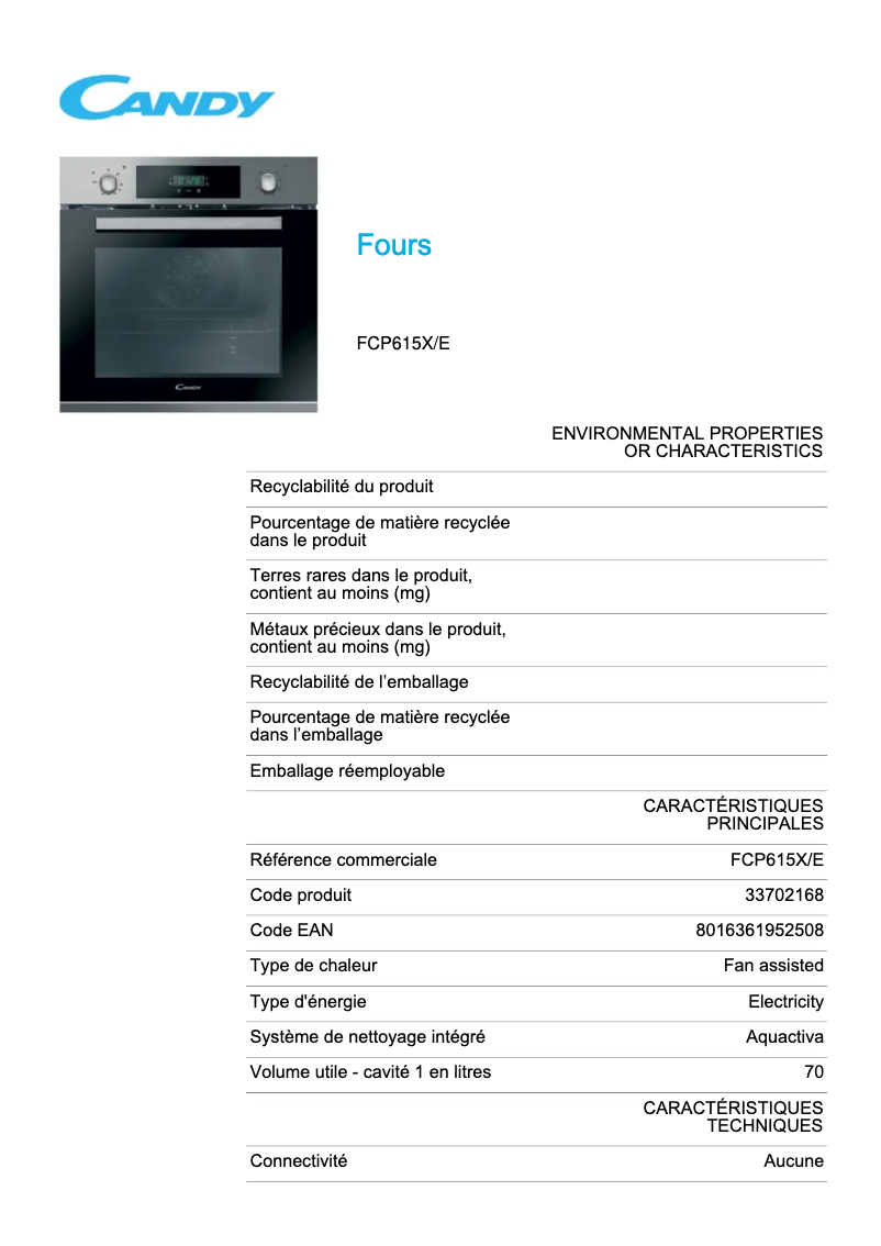 Image de la première page du manuel de l'appareil FCP615X/E