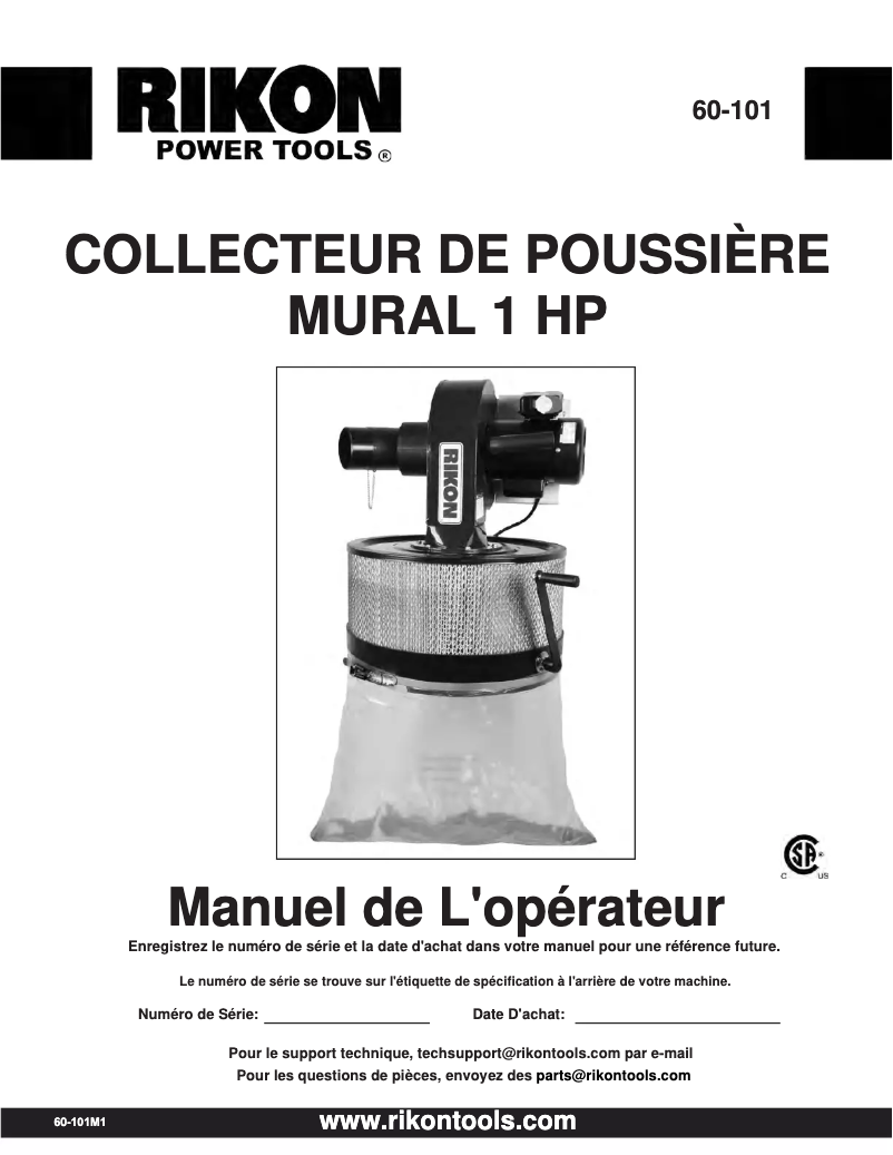 Page n°1 - Manuel utilisateur RIKON 60-101