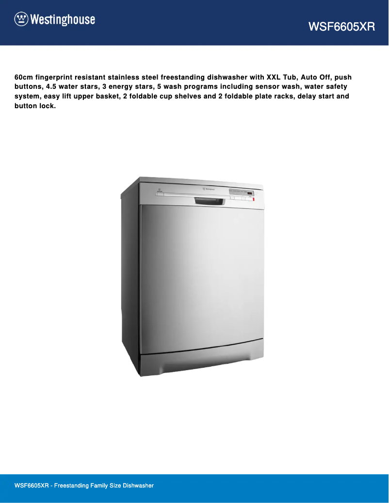 Page n°1 - Fiche technique Westinghouse WSF6605XR